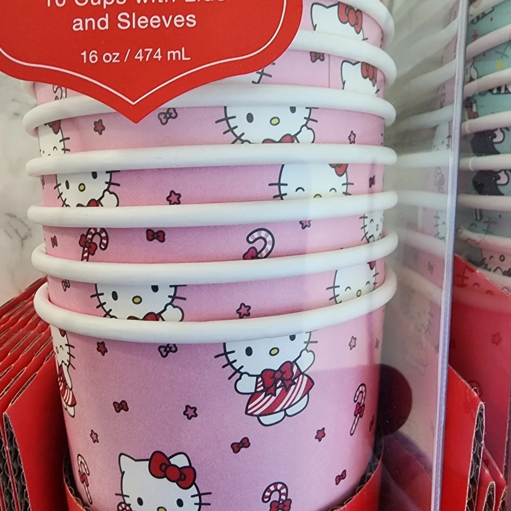 Hello Kitty 2 Set Papper Hot coffe & tea CUP SET BUNDLE Christma LIMITED EDITION - Picture 4 of 7